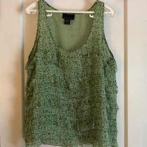 Cynthia Rowley Green and White Print Top- Size L